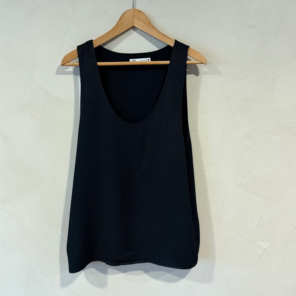 Zara Black Double Layer Tank Top Men’s S Minimal Modern